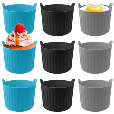 TTQiAnJ 9 Pcs Air Fryer Egg Poacher,Silicone Egg Poacher Cups for Microwave,Silicone Muffin Moulds for Poached Eggs,Souffle,Muffins,3 Colors TTQiAnJ 9 Pcs Air Fryer Egg Poacher,Silicone Egg Poacher Cups for Microwave,Silicone Muffin Moulds for Poached Eggs,Souffle,Muffins,3 Colors