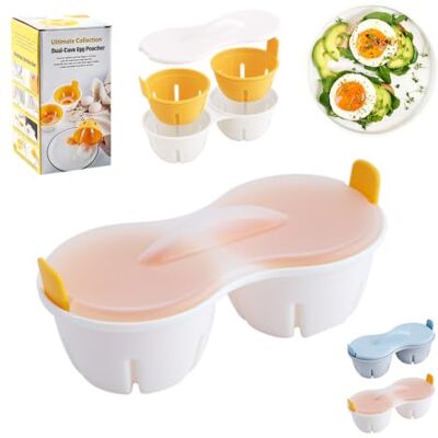 Adofous Egg Poacher Microwave Cooker, 2 Cavity 3 IN 1 Drain Poached Egg Cups with Lid and Removable Tray, Egg Boiler Poacher Maker for Perfect Eggs, Easy to Use Kitchen Cooking Gadgets(Yellow) Adofous Egg Poacher Microwave Cooker, 2 Cavity 3 IN 1 Drain Poached Egg Cups with Lid and Removable Tray, Egg Boiler Poacher Maker for Perfect Eggs, Easy to Use Kitchen Cooking Gadgets(Yellow)