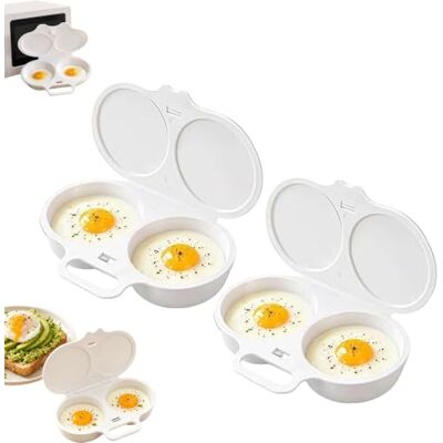 Athem Havorica Microwave Egg Poacher,2Cavity NonStick Poached Egg Maker,White,2PC BPA Free, for 2 eggs with non stick cups and lid, ideal for quick poached eggs, omelettes and breakfasts Athem Havorica Microwave Egg Poacher,2Cavity NonStick Poached Egg Maker,White,2PC BPA Free, for 2 eggs with non stick cups and lid, ideal for quick poached eggs, omelettes and breakfasts