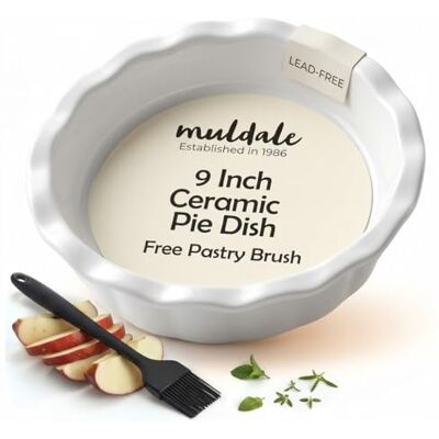 Muldale White Ceramic Pie Dish 23cm Fluted Traditional Baking Accessory 9 Inch Apple Crumble Pie Pan for Baking Round Flan Dishes for the Oven Muldale White Ceramic Pie Dish 23cm Fluted Traditional Baking Accessory 9 Inch Apple Crumble Pie Pan for Baking Round Flan Dishes for the Oven