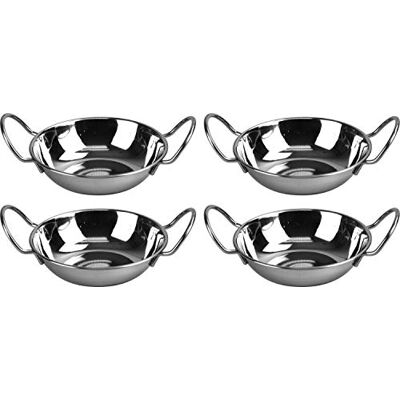 Sterling Ventures 4X Round Stainless Steel Balti Serving Dish with Handles 15cm Sterling Ventures 4X Round Stainless Steel Balti Serving Dish with Handles 15cm