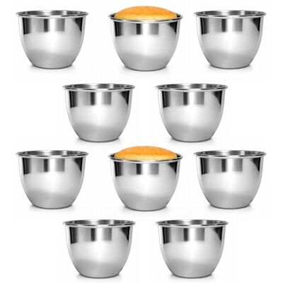Chabrias Ltd 10 Pack Pudding Moulds, Mini Pudding Basins, Aluminium Baking Cups Nonstick Muffin Tin Dariole Moulds Egg Tart Mould Cups Cupcake Basins for Kitchen DIY Cooking (0.15L) Chabrias Ltd 10 Pack Pudding Moulds, Mini Pudding Basins, Aluminium Baking Cups Nonstick Muffin Tin Dariole Moulds Egg Tart Mould Cups Cupcake Basins for Kitchen DIY Cooking (0.15L)