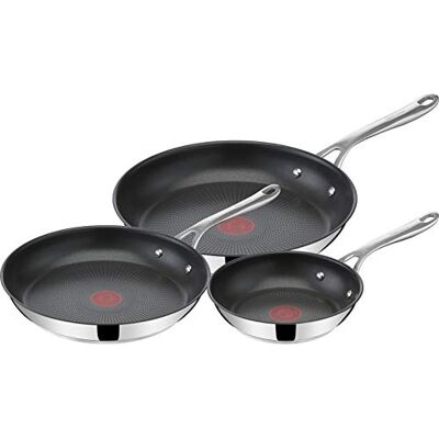 Tefal E304S344 Jamie Oliver Set x 3 Frying Pan, 20-24-28 cm, Stainless Steel Tefal E304S344 Jamie Oliver Set x 3 Frying Pan, 20-24-28 cm, Stainless Steel