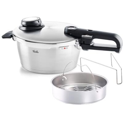 Fissler Vitavit Premium Pressure Cooker (3.5 L, Diameter 22 cm) Stainless Steel Pressure Cooker, 4 Cooking Levels, Includes Induction Insert, Silver Fissler Vitavit Premium Pressure Cooker (3.5 L, Diameter 22 cm) Stainless Steel Pressure Cooker, 4 Cooking Levels, Includes Induction Insert, Silver