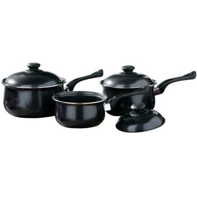 Premier Housewares Black Non stick Steel Cookware Set of Pans and Pots for Cooking in Kitchen Stainless Steel Kitchen Set Stainless Steel 3 Pieces Premier Housewares Black Non stick Steel Cookware Set of Pans and Pots for Cooking in Kitchen Stainless Steel Kitchen Set Stainless Steel 3 Pieces
