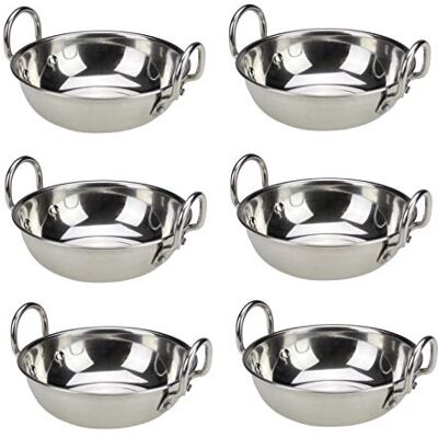 GK Global Kitchen Stainless Steel Balti Dish with Handles Indian Curry Serving Dish Bowl Stainless Steel Karahi Kadai Kadhai Deep Frying Cooking Serving Pot Pan Deep Curry Pan (6, 15.5cm /6.2") GK Global Kitchen Stainless Steel Balti Dish with Handles Indian Curry Serving Dish Bowl Stainless Steel Karahi Kadai Kadhai Deep Frying Cooking Serving Pot Pan Deep Curry Pan (6, 15.5cm /6.2")