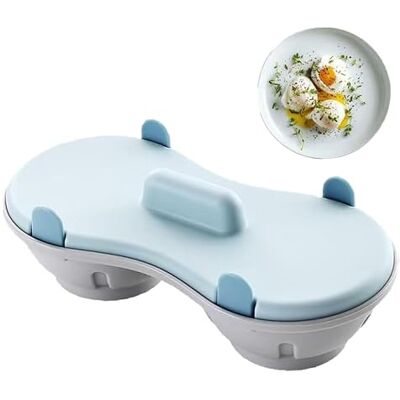 Maven Gifts Egg Poacher Microwave Egg Cooker, 2 Cavity Edible Silicone Double Drain Poached Egg Cups, Microwave Egg Poacher Kitchen Cooking Gadgets(Light Blue) (Blue) Maven Gifts Egg Poacher Microwave Egg Cooker, 2 Cavity Edible Silicone Double Drain Poached Egg Cups, Microwave Egg Poacher Kitchen Cooking Gadgets(Light Blue) (Blue)