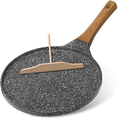 YASHE 26cm Nonstick Crepe Pan with Wooden Spreader, Induction Ready YASHE 26cm Nonstick Crepe Pan with Wooden Spreader, Induction Ready