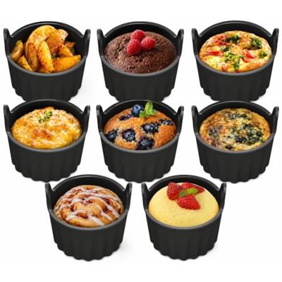 Veagafoo 8 Pcs Ramekins Air Fryer, Silicone Nonstick Egg Poacher Moulds Baking Air Fryer Egg Poacher Ramekins, Egg Bites Food Grade Silicone Ramekin Poaching Eggs Soufflés Muffins Custards Puddings Veagafoo 8 Pcs Ramekins Air Fryer, Silicone Nonstick Egg Poacher Moulds Baking Air Fryer Egg Poacher Ramekins, Egg Bites Food Grade Silicone Ramekin Poaching Eggs Soufflés Muffins Custards Puddings
