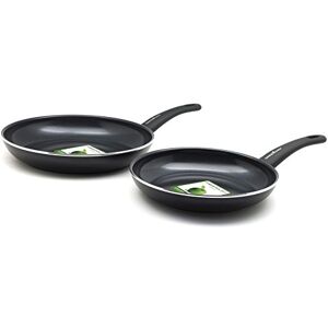 GreenChef Soft Grip 2-Piece Nonstick Frying Pan Set 24/28cm, Healthy Ceramic, Metal Utensil/Induction/OvenSafe, Black