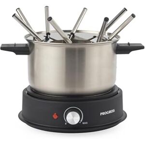 PROGRESS Electric Fondue Maker – Includes 8 Stainless Steel Forks and Removable 20cm Pot, Savoury or Sweet, 1.5 Litre Capacity, Adjustable Temperature Control, Power Indicator Lights, 1500W PROGRESS Electric Fondue Maker – Includes 8 Stainless Steel Forks and Removable 20cm Pot, Savoury or Sweet, 1.5 Litre Capacity, Adjustable Temperature Control, Power Indicator Lights, 1500W