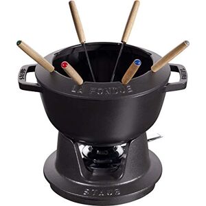 STAUB Fondue Set with 6 Forks, Suitable for Cheese, Chocolate and Meat Fondue, Cast Iron, Black STAUB Fondue Set with 6 Forks, Suitable for Cheese, Chocolate and Meat Fondue, Cast Iron, Black