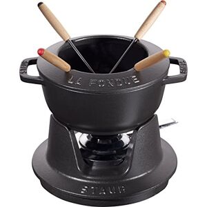 STAUB Fondue Set with 4 Forks, Suitable for Cheese, Chocolate and Meat Fondue, Cast Iron, Black, 16 cm STAUB Fondue Set with 4 Forks, Suitable for Cheese, Chocolate and Meat Fondue, Cast Iron, Black, 16 cm