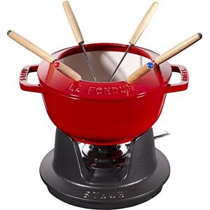 STAUB Fondue Set with 6 Forks, Suitable for Cheese, Chocolate and Meat Fondue, Cast Iron, Cherry Red, 18 cm STAUB Fondue Set with 6 Forks, Suitable for Cheese, Chocolate and Meat Fondue, Cast Iron, Cherry Red, 18 cm