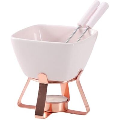 YIXANNX Classic Cheese Fondue Pot for Two with 1 Cup Ceramic and Sturdy Reliable for Party Dessert Sharing GiftCeramic Fondue Pot Made of Ceramic Chocolate Set, Pink+Rose Gold YIXANNX Classic Cheese Fondue Pot for Two with 1 Cup Ceramic and Sturdy Reliable for Party Dessert Sharing GiftCeramic Fondue Pot Made of Ceramic Chocolate Set, Pink+Rose Gold