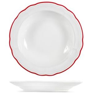 H&H Set of 6 Jade Stoneware Soup Plates, Diameter 20 cm Red Rim Durable Plates for First Courses Dishwasher and Microwave Safe H&H Set of 6 Jade Stoneware Soup Plates, Diameter 20 cm Red Rim Durable Plates for First Courses Dishwasher and Microwave Safe