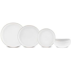 KARACA Stream Bone China Hole Gold 24-Piece Dinner Set for 6 People, Dinner Plate, Pasta Bowl, Side Plate, Soup Bowl, Multi KARACA Stream Bone China Hole Gold 24-Piece Dinner Set for 6 People, Dinner Plate, Pasta Bowl, Side Plate, Soup Bowl, Multi