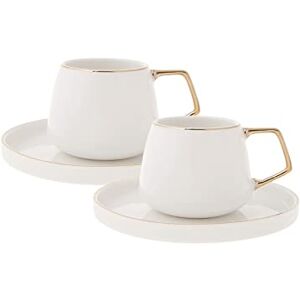 KARACA Saturn Gold Turkish Coffee Cup Set for 2 People 4 Piece Cups with Saucers Small Porcelain Espresso Set Ideal for Serving Greek, Arabic Coffee (100ml) KARACA Saturn Gold Turkish Coffee Cup Set for 2 People 4 Piece Cups with Saucers Small Porcelain Espresso Set Ideal for Serving Greek, Arabic Coffee (100ml)