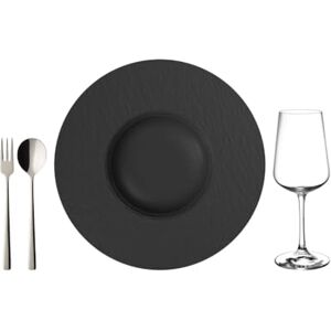 Villeroy & Boch Tableware Set for Pasta and Wine Lovers, 12 pces., matt Black Slate Look, dinnerware for 4 People Villeroy & Boch Tableware Set for Pasta and Wine Lovers, 12 pces., matt Black Slate Look, dinnerware for 4 People