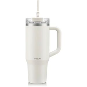 Bodum Travel Mug Tumbler 1.2 L Winter White Metal Water Bottle with Straw, Handle and Lid Dishwasher Safe for Cold Drinks and Warm Coffee Bodum Travel Mug Tumbler 1.2 L Winter White Metal Water Bottle with Straw, Handle and Lid Dishwasher Safe for Cold Drinks and Warm Coffee