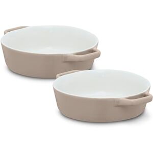 Barbary & Oak Nattura Set of Two 21.5cm Round Baking Dishes, Made from Strong Stoneware, Smooth Glaze Interior, Easy Grip Handles, Dishwasher Safe, Cashmere Barbary & Oak Nattura Set of Two 21.5cm Round Baking Dishes, Made from Strong Stoneware, Smooth Glaze Interior, Easy Grip Handles, Dishwasher Safe, Cashmere