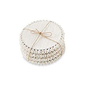 Mud Pie White Beaded Coaster Sets - Coaster Set Mud Pie White Beaded Coaster Sets - Coaster Set