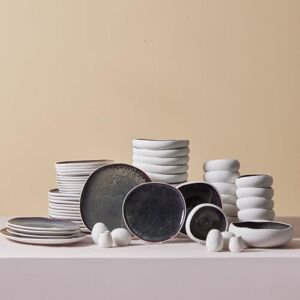 KARACA Earth Collection Galactic 55-Piece Stoneware Crockery Set for 12 People, Multicoloured Plate Set, Dishwasher Crockery Set, Dinner Service with Reactive Glaze, White KARACA Earth Collection Galactic 55-Piece Stoneware Crockery Set for 12 People, Multicoloured Plate Set, Dishwasher Crockery Set, Dinner Service with Reactive Glaze, White