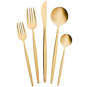 KARACA Orion 30-Piece Stainless Steel Cutlery Set for 6 People, Matte Gold Finish, Modern Flatware for Dinner, Dessert, and Serving KARACA Orion 30-Piece Stainless Steel Cutlery Set for 6 People, Matte Gold Finish, Modern Flatware for Dinner, Dessert, and Serving
