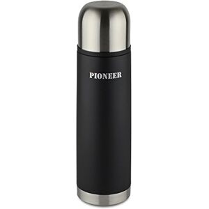 Pioneer Flasks SVB350 Insulated Vacuum 350ml Travel Flask, 18/10 Stainless Steel – Keeps Drinks Hot for 8 Hours, Black, 0.35L Pioneer Flasks SVB350 Insulated Vacuum 350ml Travel Flask, 18/10 Stainless Steel – Keeps Drinks Hot for 8 Hours, Black, 0.35L
