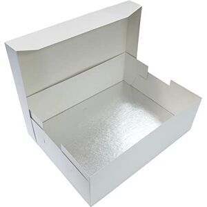 Culpitt 16" x 12" Cake Board & White Cake Box Combo 5 Pack Oblong Silver Fern Cake Drum With Matching Box, 0.5'' (13mm) Thick, Rectangular Cake Transport Set, 406 x 304mm- Pack Of 5 Culpitt 16" x 12" Cake Board & White Cake Box Combo 5 Pack Oblong Silver Fern Cake Drum With Matching Box, 0.5'' (13mm) Thick, Rectangular Cake Transport Set, 406 x 304mm- Pack Of 5