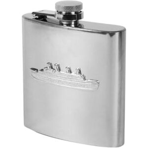 Nauticalia Stainless Steel Pocket Flask with Pewter Titanic Badge, 12 Cm Nauticalia Stainless Steel Pocket Flask with Pewter Titanic Badge, 12 Cm