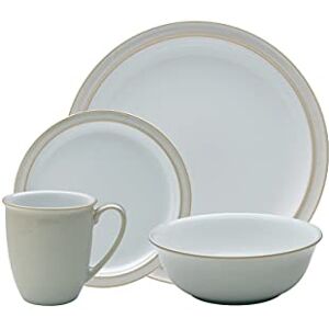 Denby Linen Cream White Dinner Set for 1-4 Piece Ceramic Tableware Plates & Bowls Set Dishwasher Safe Crockery Single Place Setting 1 x Dinner Plate, Small Plate, Cereal Bowl & Coffee Mug Denby Linen Cream White Dinner Set for 1-4 Piece Ceramic Tableware Plates & Bowls Set Dishwasher Safe Crockery Single Place Setting 1 x Dinner Plate, Small Plate, Cereal Bowl & Coffee Mug