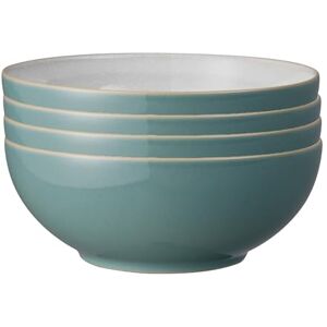 Denby Elements Fern Green Cereal Bowls Set of 4 Dishwasher Microwave Safe Crockery 820ml 17cm Green, White Ceramic Stoneware Tableware Chip & Crack Resistant Soup Bowls Denby Elements Fern Green Cereal Bowls Set of 4 Dishwasher Microwave Safe Crockery 820ml 17cm Green, White Ceramic Stoneware Tableware Chip & Crack Resistant Soup Bowls