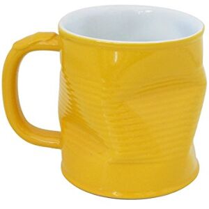 MondoCeram Artis Squashed Tin Can Mug Yellow 7.8oz/220ml, Single MondoCeram Artis Squashed Tin Can Mug Yellow 7.8oz/220ml, Single