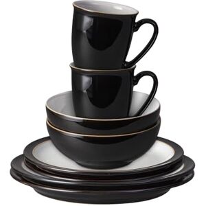 Denby Elements 8 Piece Dinner Set For 2 Black Glaze, Dishwasher Safe, Microwave, Oven Proof Plate & Bowl Set 4 x Lunch Plates, Dinner Plates, Cereal Bowls, Coffee Mugs Chip Resistant Tableware Denby Elements 8 Piece Dinner Set For 2 Black Glaze, Dishwasher Safe, Microwave, Oven Proof Plate & Bowl Set 4 x Lunch Plates, Dinner Plates, Cereal Bowls, Coffee Mugs Chip Resistant Tableware