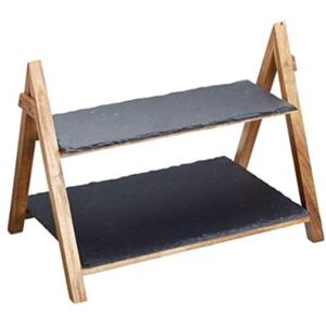 KitchenCraft DE952 Artesà 2 Tier Slate and Wood Serving Stand KitchenCraft DE952 Artesà 2 Tier Slate and Wood Serving Stand