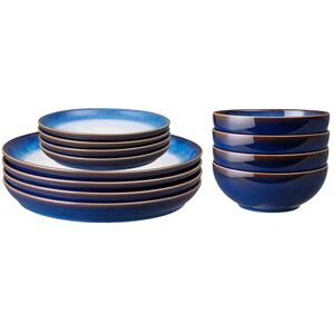 Denby Blue Haze Dinner Set for 4-12 Piece Ceramic Coupe Tableware Blue Glaze Plate and Bowl Set Dishwasher Microwave Safe Crockery Includes 4 x Dinner Plates, Small Plates, Cereal Bowls Denby Blue Haze Dinner Set for 4-12 Piece Ceramic Coupe Tableware Blue Glaze Plate and Bowl Set Dishwasher Microwave Safe Crockery Includes 4 x Dinner Plates, Small Plates, Cereal Bowls