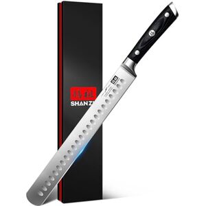 Shan 12" Brisket Slicing Knife Carving Slicing Meat Kitchen Knives Professional German High Carbon Stainless Steel Razor Sharp Blade, Ergonomic Wood Handle & Full Tang Design, Gift Box Included Shan 12" Brisket Slicing Knife Carving Slicing Meat Kitchen Knives Professional German High Carbon Stainless Steel Razor Sharp Blade, Ergonomic Wood Handle & Full Tang Design, Gift Box Included