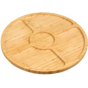 Kesper Round Serving Plate, Material: FSC Certified Bamboo, 4 Compartments with Rim, Diameter 35 cm, Thickness: 1.5 cm, Snack Plate and Serving Plate, Colour: Natural Brown, 58447 Kesper Round Serving Plate, Material: FSC Certified Bamboo, 4 Compartments with Rim, Diameter 35 cm, Thickness: 1.5 cm, Snack Plate and Serving Plate, Colour: Natural Brown, 58447