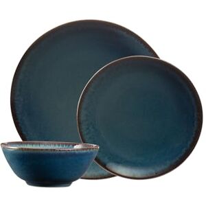 Mason Cash Reactive Blue Stoneware Dinner Set 12-Piece Tableware Collection with Reactive Glaze Finish Includes 4 Dinner Plates, 4 Side Plates & 4 Bowls Dishwasher & Microwave Safe Mason Cash Reactive Blue Stoneware Dinner Set 12-Piece Tableware Collection with Reactive Glaze Finish Includes 4 Dinner Plates, 4 Side Plates & 4 Bowls Dishwasher & Microwave Safe