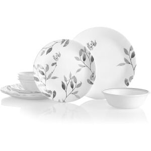 Corelle 1126026 12-Piece Vitrelle Misty Leaves Chip and Break Resistant Dinner Set, Grey 29.5 x 14.5 x 29 cm Corelle 1126026 12-Piece Vitrelle Misty Leaves Chip and Break Resistant Dinner Set, Grey 29.5 x 14.5 x 29 cm