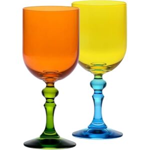 Krosno – Coloured Wine Glasses for Red & White Wine, Mocktails, Water – 2 x 300 ml – Bubble Collection – Orange & Yellow – Lead-Free Crystal – Hand-Painted Krosno – Coloured Wine Glasses for Red & White Wine, Mocktails, Water – 2 x 300 ml – Bubble Collection – Orange & Yellow – Lead-Free Crystal – Hand-Painted