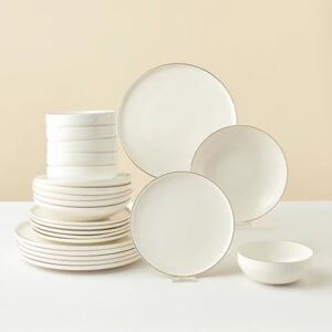 KARACA Stream Bone Meridian Bone China Porcelain Crockery Set for 6 People Modern Plate Set 24 Pieces with Serving Plate, Soup Plate, Dinner Plate and Dinner Plate, Dinner Service White KARACA Stream Bone Meridian Bone China Porcelain Crockery Set for 6 People Modern Plate Set 24 Pieces with Serving Plate, Soup Plate, Dinner Plate and Dinner Plate, Dinner Service White