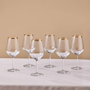 KARACA Orlando Large Wine Glasses Set of 6, White & Red Wine Glasses Gift, 490ml Elegant Gold-Rimmed Drinkware, Ideal for Home, Dining & Entertaining KARACA Orlando Large Wine Glasses Set of 6, White & Red Wine Glasses Gift, 490ml Elegant Gold-Rimmed Drinkware, Ideal for Home, Dining & Entertaining