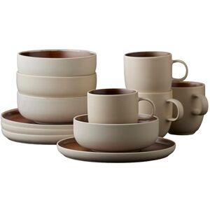 Studio Round North Stoneware Crockery Set for Brunch/Breakfast Serving Set, Crockery Set for 4 People, 12 Pieces, 4 x Plates, Bowls and Coffee Cups Made of Stoneware, Bark Studio Round North Stoneware Crockery Set for Brunch/Breakfast Serving Set, Crockery Set for 4 People, 12 Pieces, 4 x Plates, Bowls and Coffee Cups Made of Stoneware, Bark