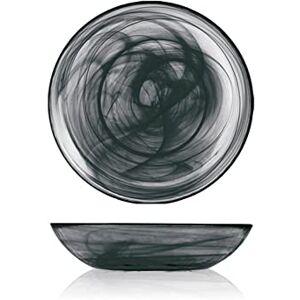 H&H Set of 6 Alabaster Soup Plates in Black Glass cm21 H&H Set of 6 Alabaster Soup Plates in Black Glass cm21