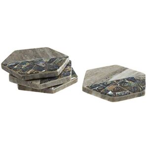 Premier Housewares Marble Coasters, Paua Shell, Multi-Coloured, Set of 4 Premier Housewares Marble Coasters, Paua Shell, Multi-Coloured, Set of 4