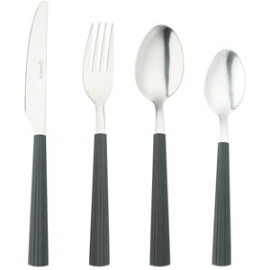 Grunwerg Bistro Cutlery, 16 Piece Set, 18/0 Stainless Steel, Striped Handle, Black Grunwerg Bistro Cutlery, 16 Piece Set, 18/0 Stainless Steel, Striped Handle, Black