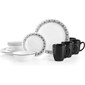 Corelle Cusco 16 Piece Dinnerware Set Service for 4 Black Corelle Cusco 16 Piece Dinnerware Set Service for 4 Black