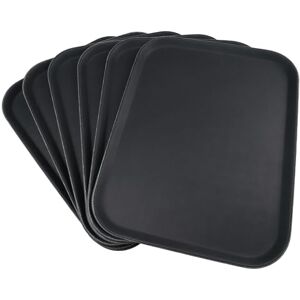 Grunwerg Non-Slip Round Food and Drink Plastic Serving Tray with High Grip Rubber Surface, 45 x 35cm, Pack of 6, PN-1418/6, Black Grunwerg Non-Slip Round Food and Drink Plastic Serving Tray with High Grip Rubber Surface, 45 x 35cm, Pack of 6, PN-1418/6, Black